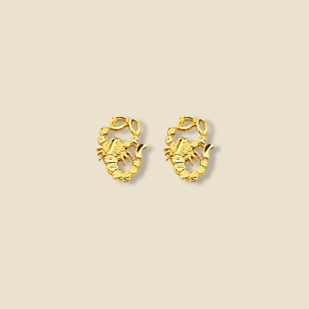 14K Solid Gold Scorpion Push Back Stud Earrings | Earrings By Tehrani Jewelry